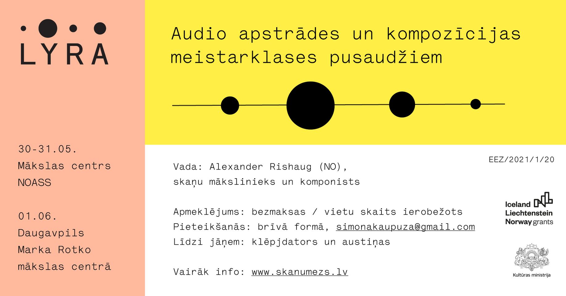 Audio apstrādes un kompozīcijas meistarklases jauniešiem